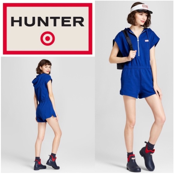 Hunter Target Collab Royal Blue Hooded Romper Women's Small Beachy Pockets M - Picture 3 of 13